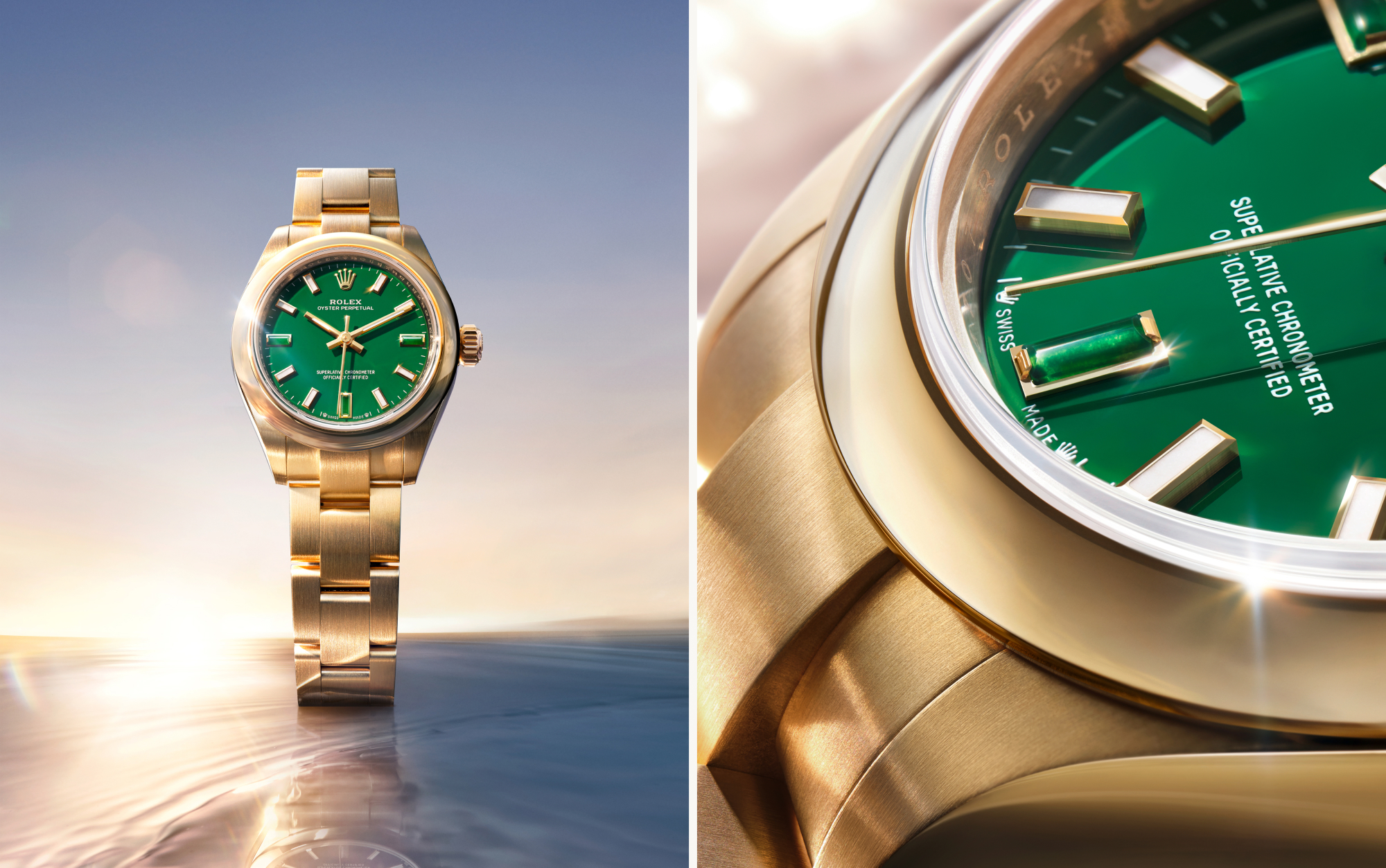 Acabado satinado Oyster Perpetual 28 y 34